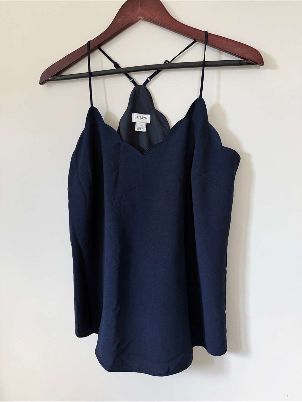 J. Crew Navy Scallop-Front Camisole with Adjustable Straps